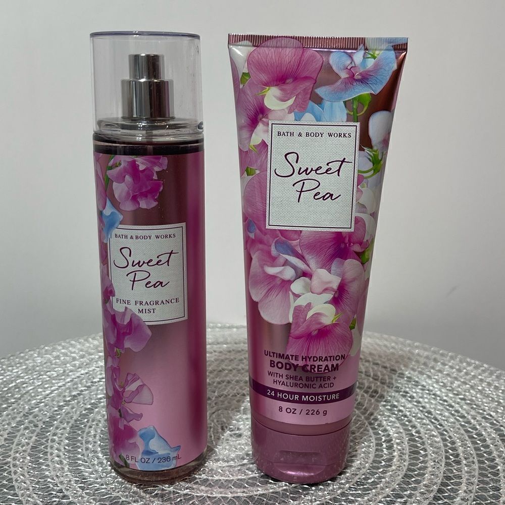 BBW Sweet Pea Body Cream and Fragrance Mist set of 2 NWT